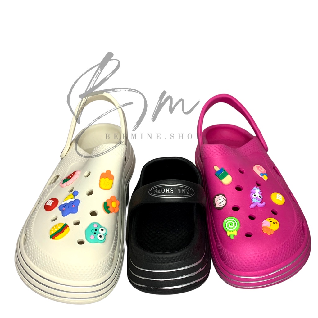 Sandal Baim / Sandal Jelly Fuji / Sandal wanita classic Bae Clog platform Jibbitz / Sandal Fashion Wanita Mode Bae Clog 8558-12