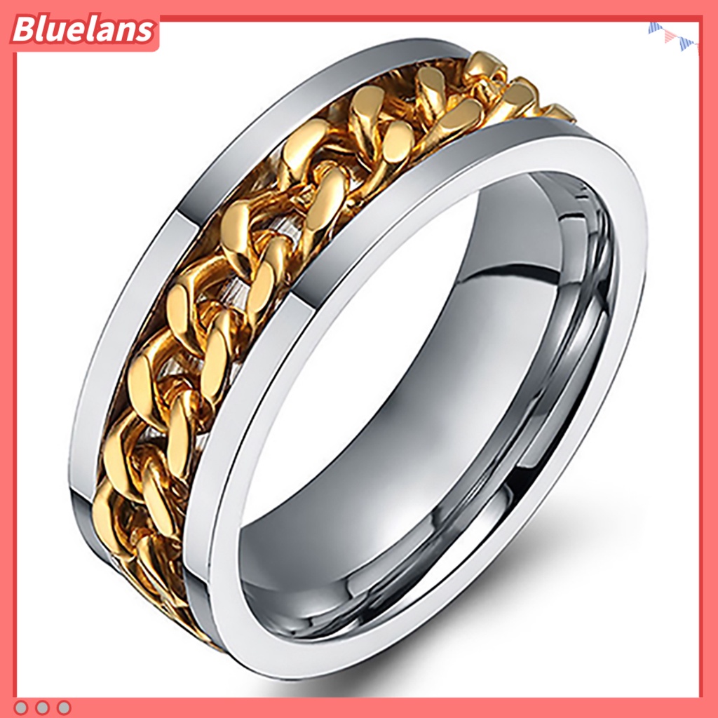 Bluelans Cincin Rantai Bahan Stainless Steel Gaya Punk Untuk Pria Dan Wanita
