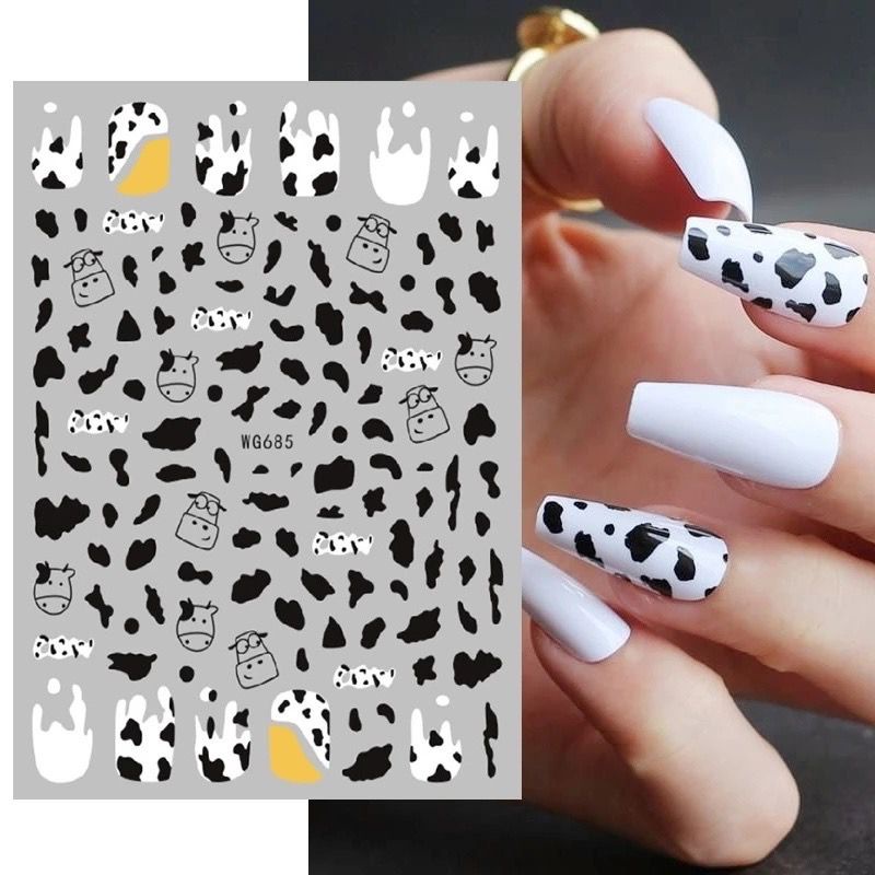 1 Lembar / Pak Stiker Kuku Foil Transfer Air Motif Geometri / Leopard / Sapi Untuk Nail Art / Manicure Diy