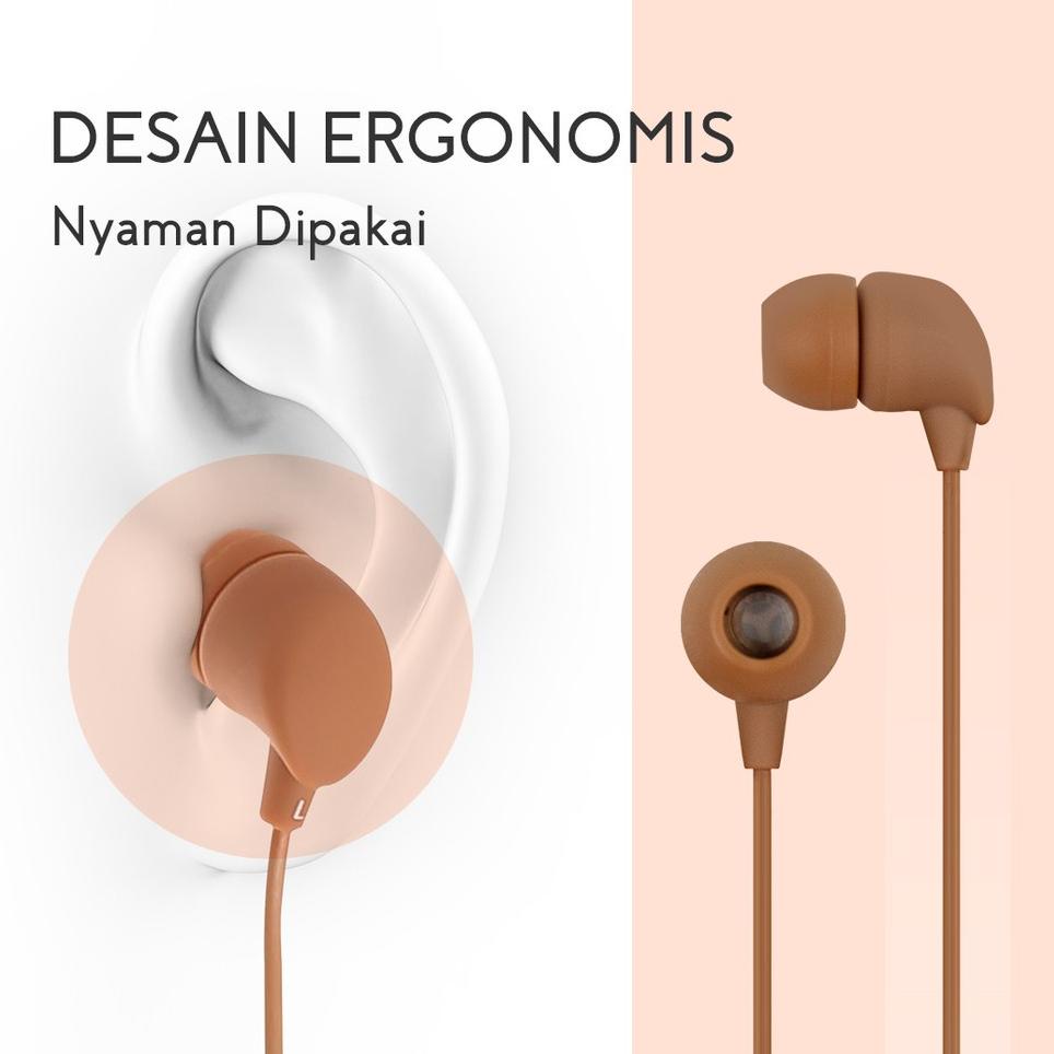 Penawaran khusus--Miniso Official Earphone Headphone Lucu We Bare Bears Earphone Microphone Headset 