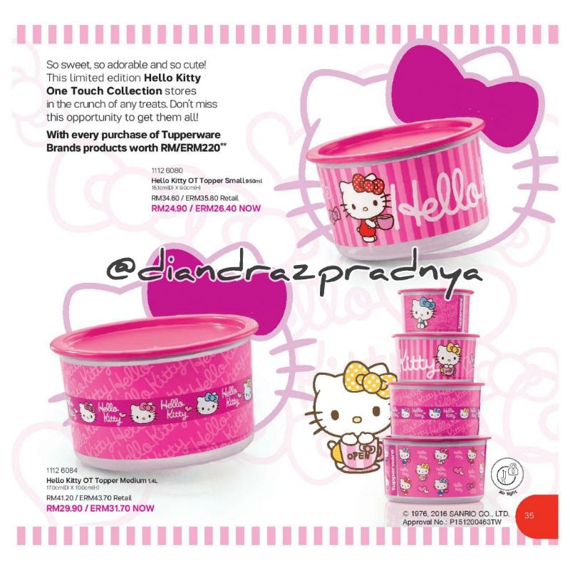 Hello Kitty OT Canister Tupperware Malaysia