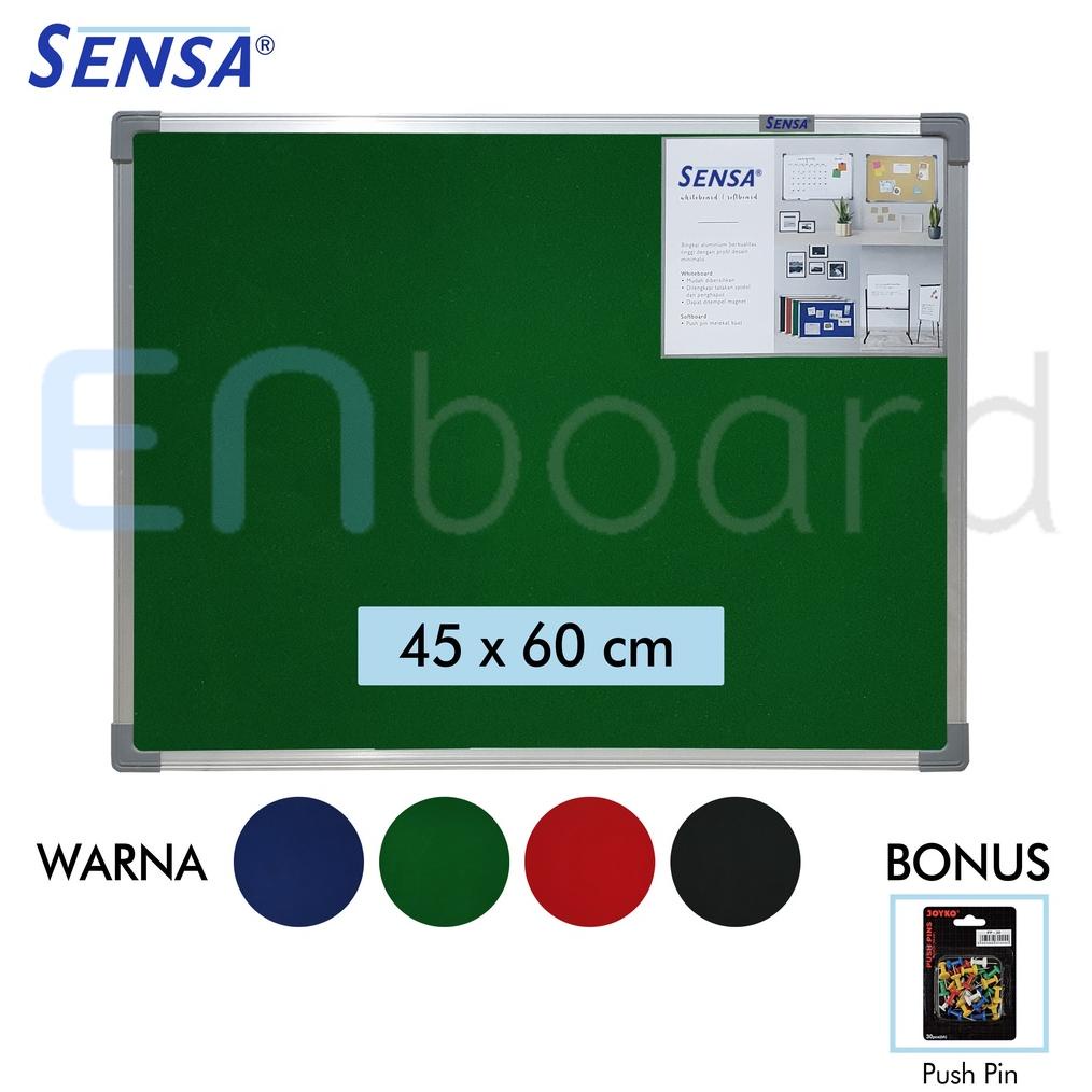 

PRODUK- SOFTBOARD / PIN BOARD / CORK BOARD / PAPAN PENGUMUMAN / MADING GANTUNG BLUDRU SENSA 45 X 60 CM .