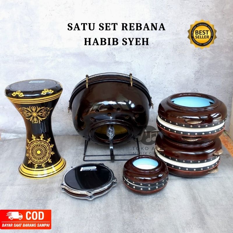 Rebana Satu Set Habib Syeh Alat Musik Bass Alat Hadroh Banjari Jepara Terbang Rebab Terbangan