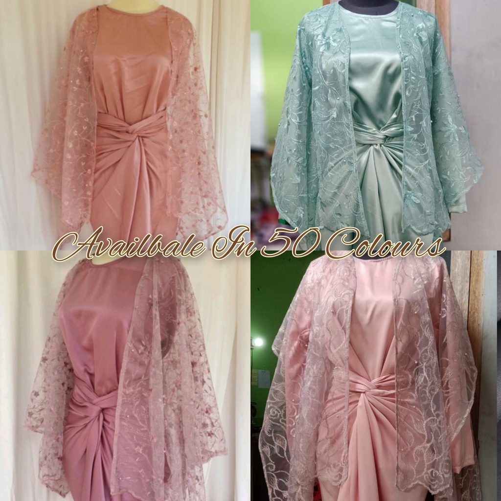 3IN1 (Outer+Wrap Skirt+Blouse) One set rok lilit Blouse inner manset lengan panjang &amp; oter lengkap murah siap pakai | Size S - XL5 (BIG SIZE)