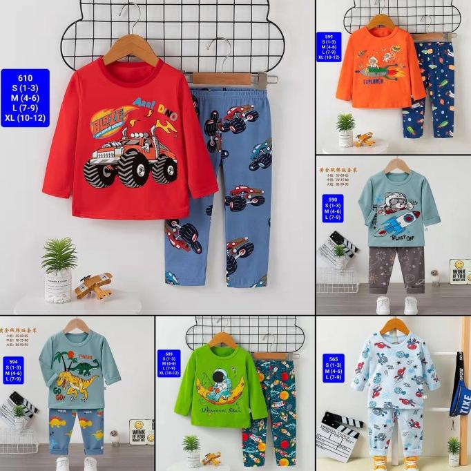 BAJU TIDUR ANAK IMPORT / STELAN PIYAMA ANAK LAK LAKI UMUR 3 - 9 TAHUN