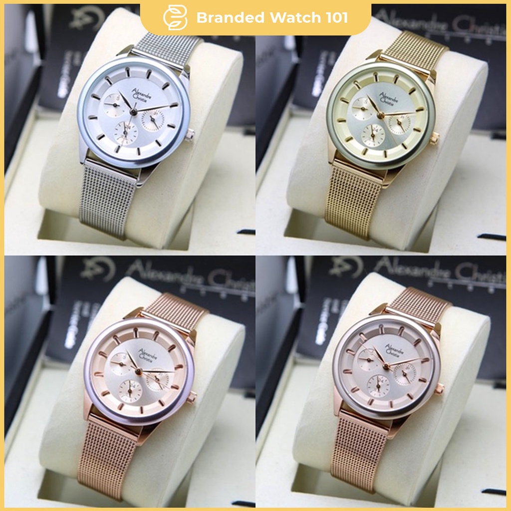 ORIGINAL Jam Tangan Wanita Cewek Alexandre Christie AC 2936 / AC2936 / 2936 Stainless Rantai Pasir