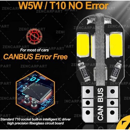 Lampu LED T10 ERROR FREE Canbus 4 SISI w5w senja sign sein plat bohlam mobil motor 12v