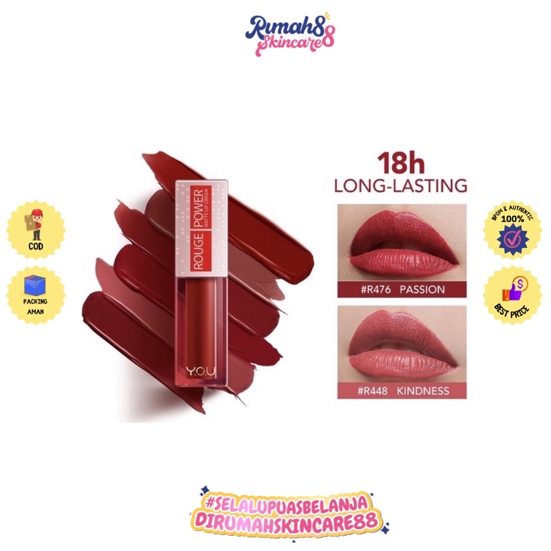 YOU Rouge Power Matte Lip Cream | Matte Finish &amp; Tahan Lama