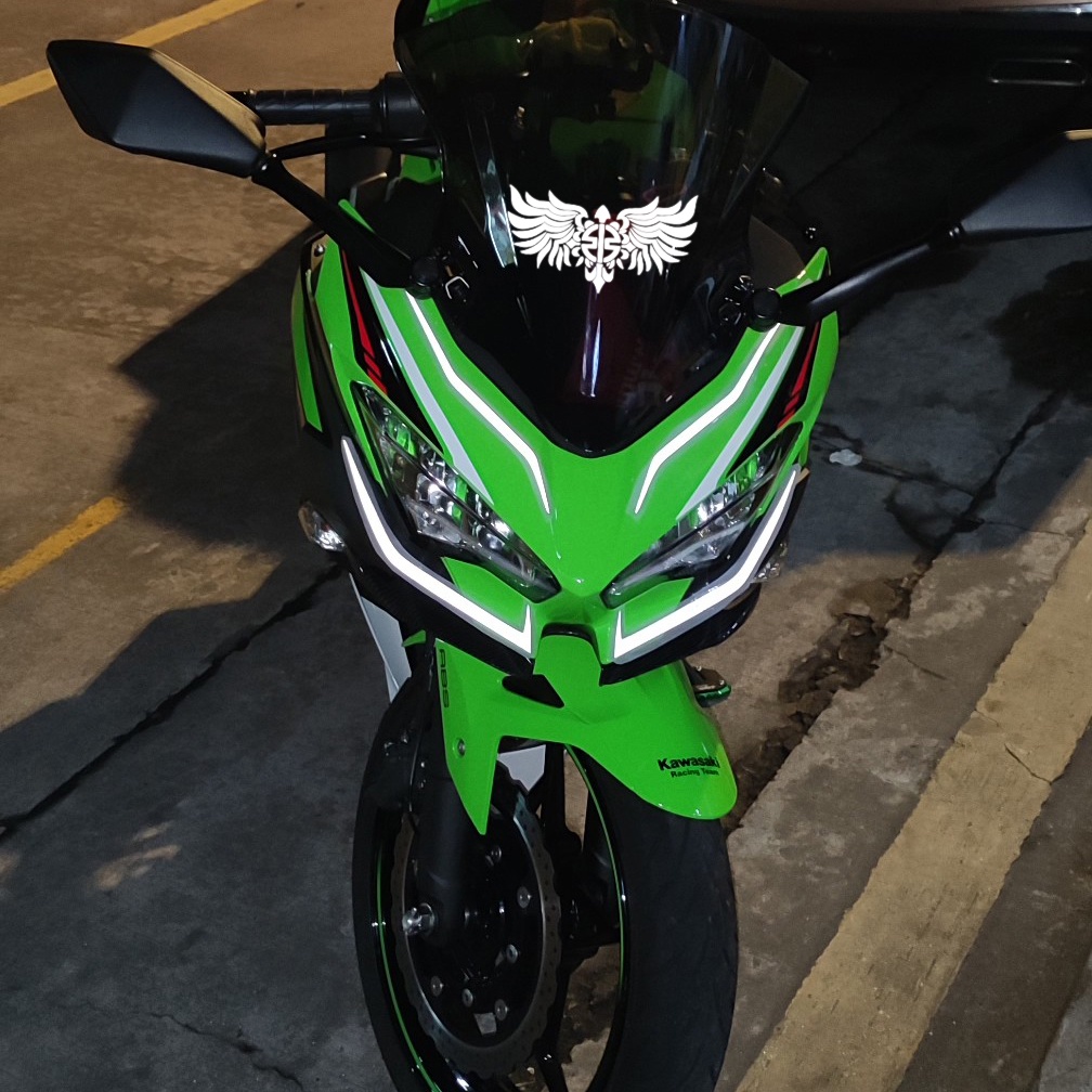 Logo Emblem Sepeda Motor Lencana Lencana Logo Sayap Stiker Reflektif Fairing Kepala Helm Dekoratif Modifikasi Decal Untuk Kawasaki