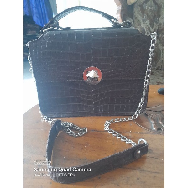 Tas Sling rantai wanita croco Made in Italy
