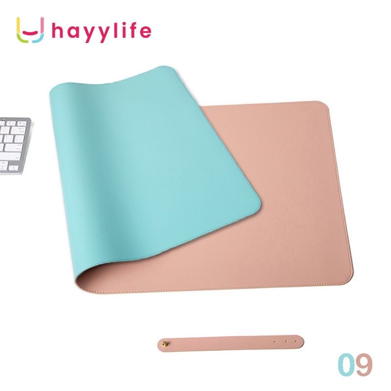 HAYYLIFE Mouse Pad Alas Komputer Waterproof Leather  alas mouse alas meja besar alas menulis alas meja komputer tahan air bahan kulit HL-AIA584-Biru+Pink