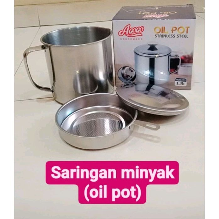 Saringan minyak  - oil pot stainless agogo-wadah minyak