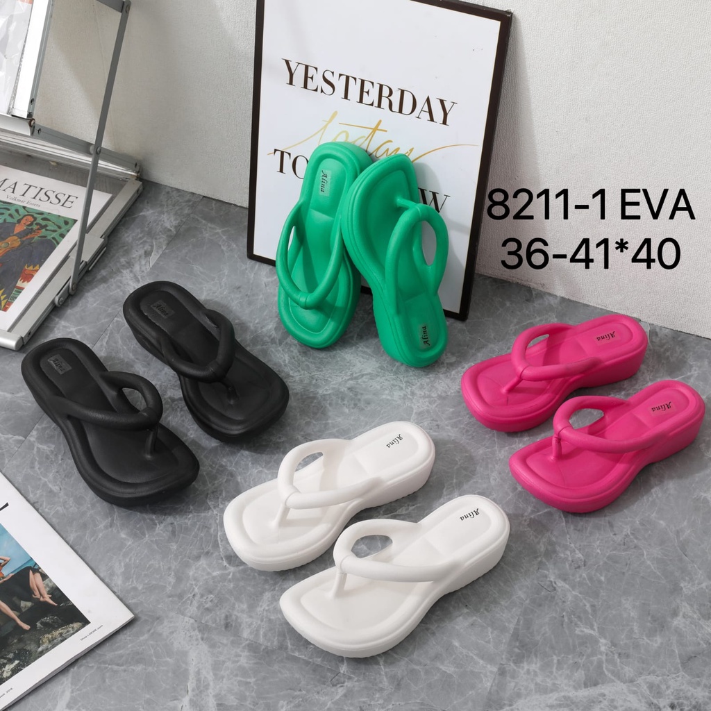 sandal jepit wanita  EVA RUBBER WEDGES PLATFORM IMPORT 8211 // sandal jepit wanita DUPE terbaru