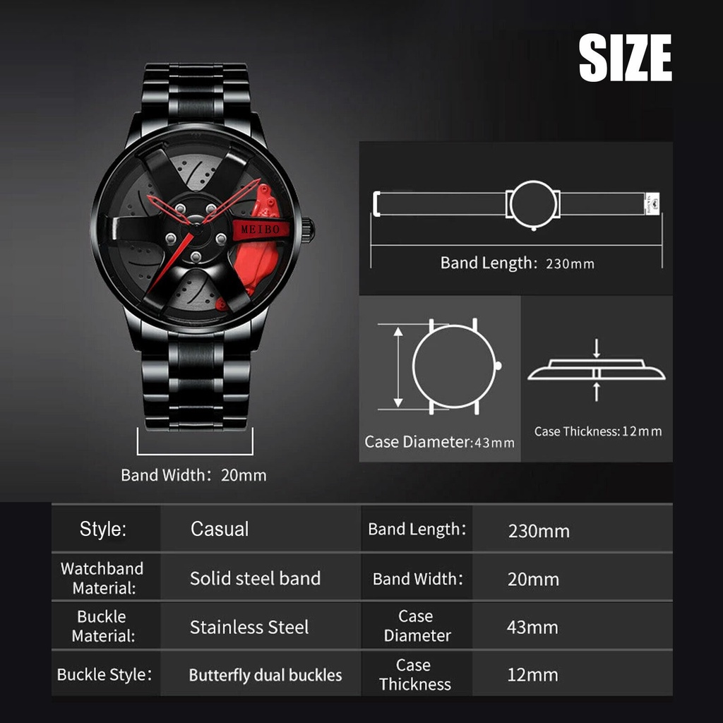 Jam Tangan Pria Rantai Anti Air Original Luxury Stainless Steel Elegan Mewah Model Wheel Racing