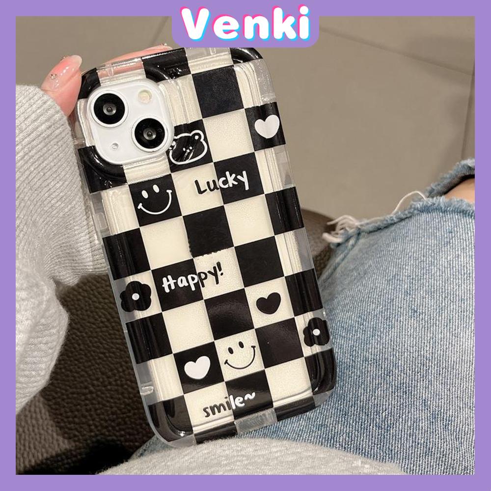 Case For iPhone 14 Pro Max TPU Soft Jelly Airbag Case Checkerboard Smiley Case Camera Protection Shockproof For iPhone 14 13 12 11 Plus Pro Max 7 Plus X XR