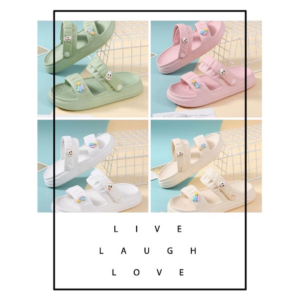 ￼Sandal Jisso Pelangi Disney Casual Tali Slip On Wanita Import High Quality RF