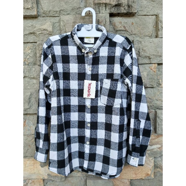 kemeja flanel anak laki-laki dan perempuan unisex flanel kotak