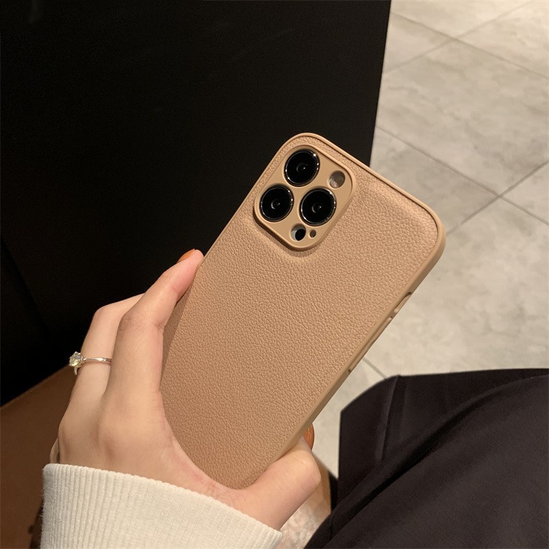 Soft Case Bahan Kulit Warna Polos Untuk IPhone 7 8 Plus X XR XSMAX 11 12 13 Pro Max