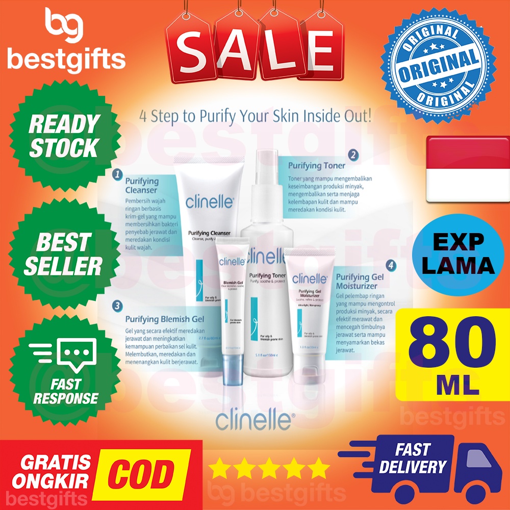 CLINELLE PURIFYING CLEANSER GEL PEMBERSIH WAJAH KULIT BERMINYAK DAN JERAWAT 80 ML