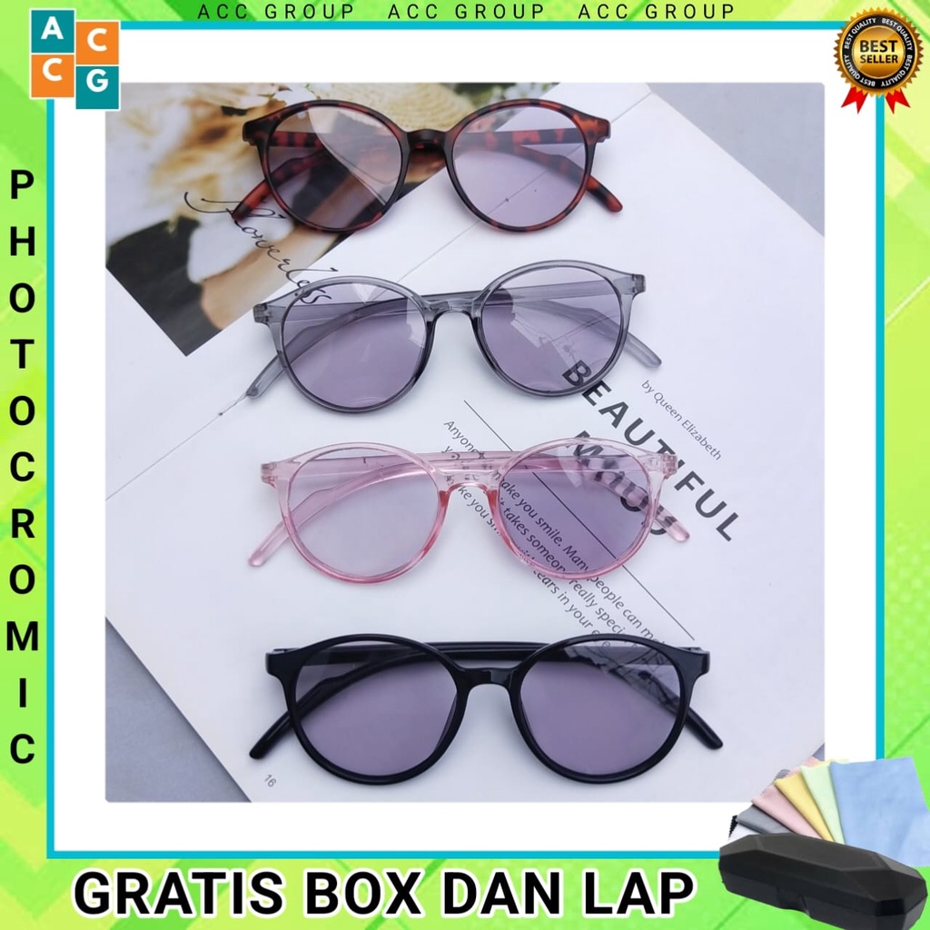 NEW PHOTOCROMIC FREE BOX DAN LAP KACAMATA BERUBAH WARNA PRIA/ WANITA NEW STYLE