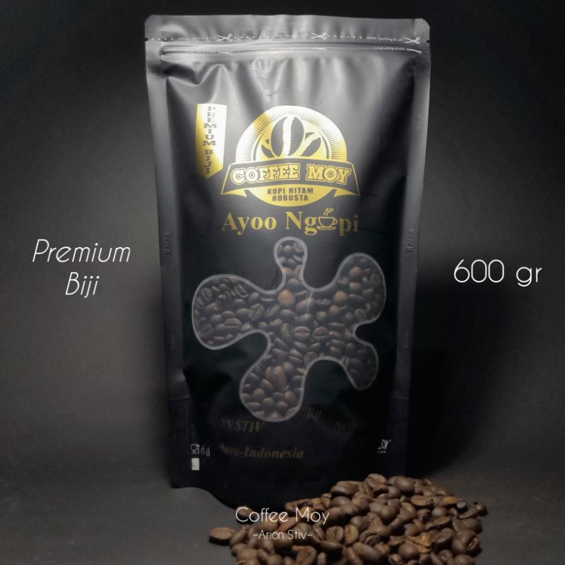 

Kopi murni hitam Robusta kemasan 600 Gr biji kualitas Premium