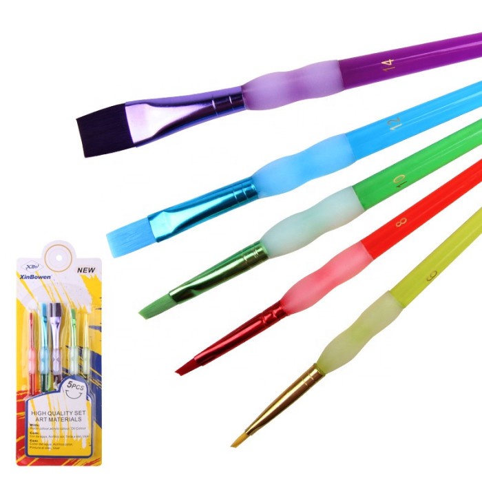 

Limited 5Pcs Nylon Children Art Brushes Silicone Painting Brushes Kuas Lukis Hot Sale