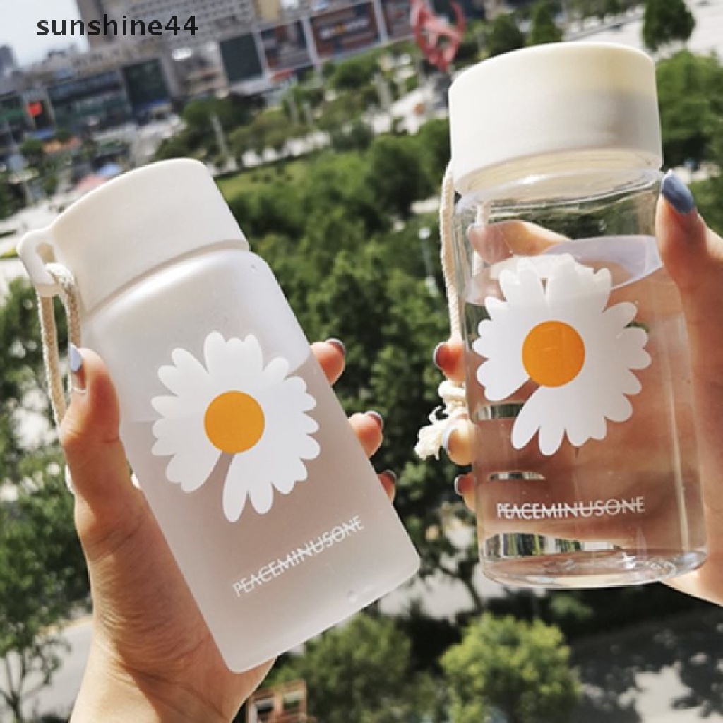 Sunshine Botol Minum Plastik Transparan 500Ml Motif Bunga Daisy Untuk Travel