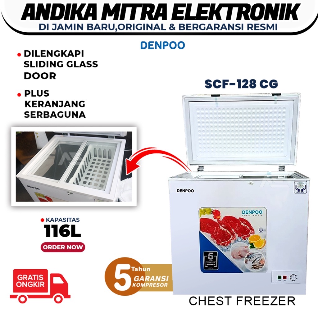 Chest Freezer SCF 128 CG (116 Liter) Terbaru dan Super Hemat Listrik