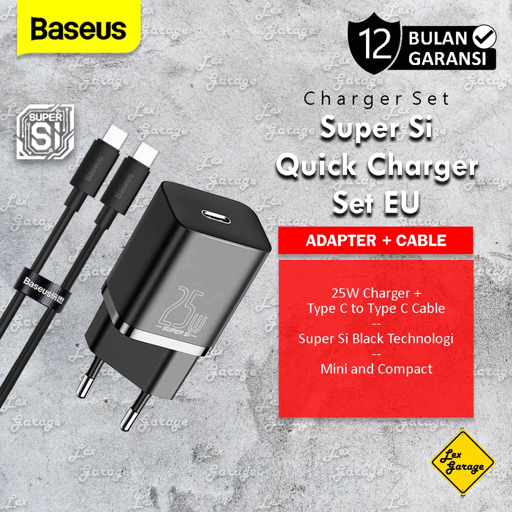 Kepala Charger Fast Charging PD 25W Baseus + Kabel Type C to Type C