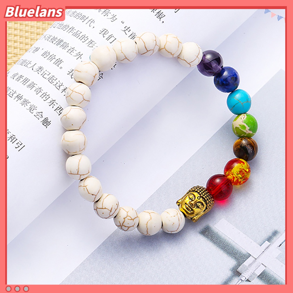 Gelang Manik-Manik Batu 7 Chakra Buddha Multicilor Untuk Yoga