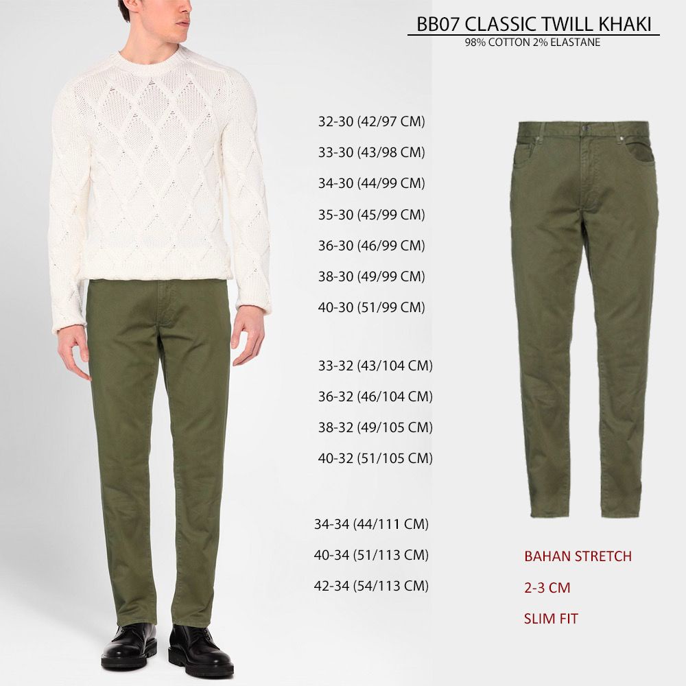 Celana Panjang Chino Pria Slimfit Stretch (BB07 CLASSIC TWILL PANT)