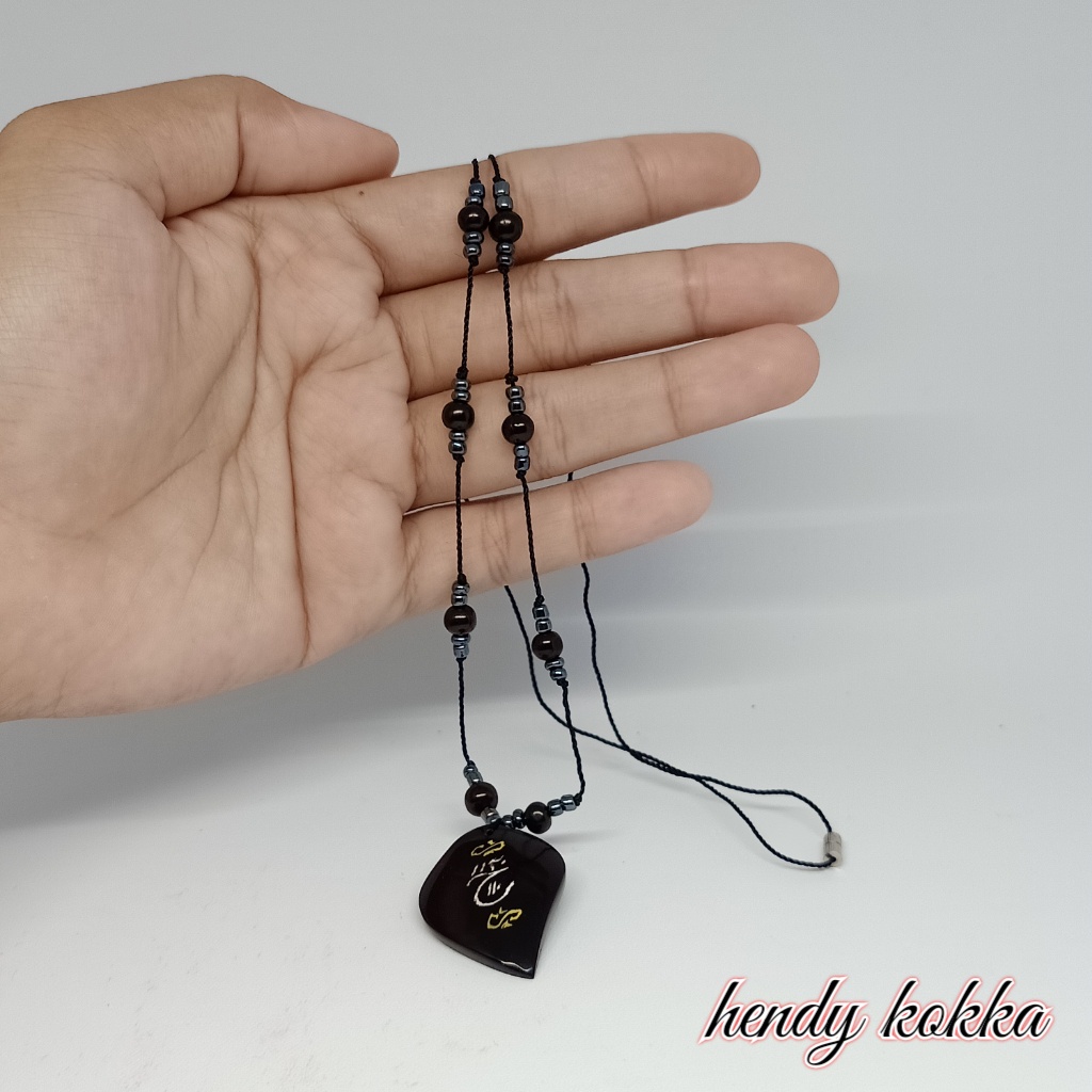 10pcs kalung manik kokka kaukah daun ukir hitam