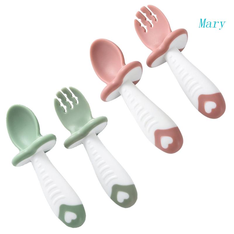 Mary Sendok + Garpu Dengan Gagang Pendek Untuk Bayi / Anak-Anak