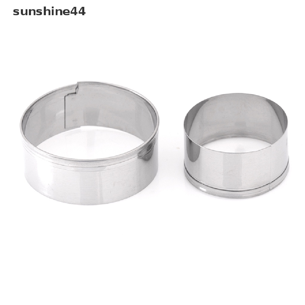 Sunshine 3pcs / set Cetakan Pemotong Biskuit / Kue Bentuk Bulat Bahan stainless steel