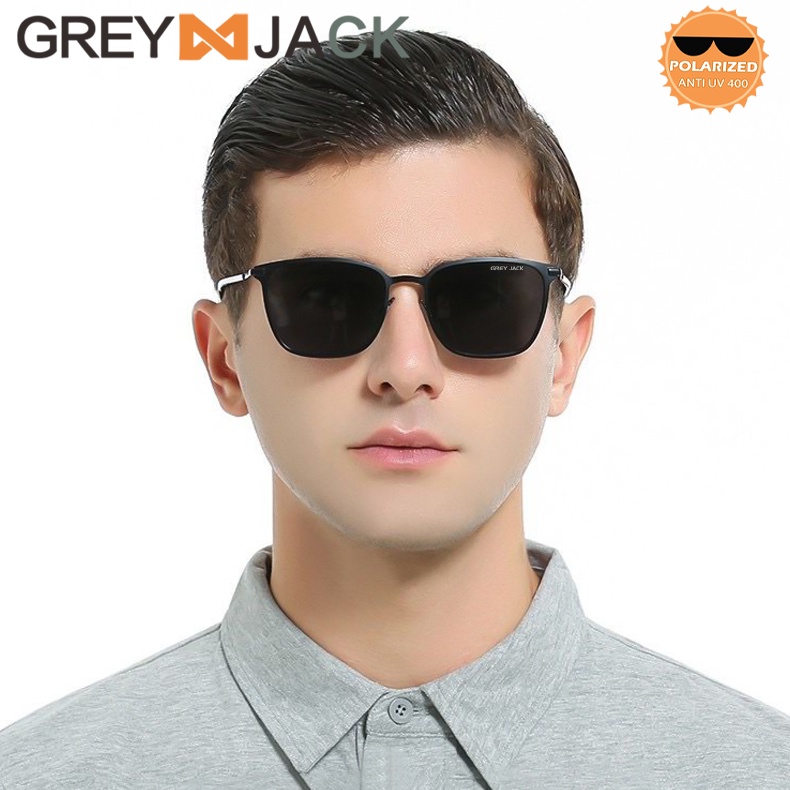 Grey Jack Kacamata Hitam Fashion Sunglasses Polarized Anti silau Pelindungan UV Metal+TR90 model kotak pria dan wanita SA 0864