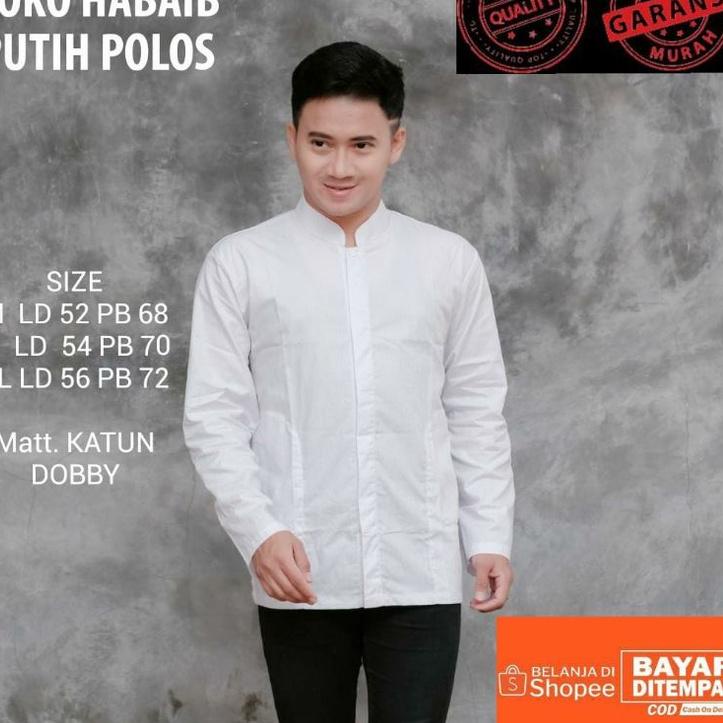Baju Koko sultan /KOKO POLOS PUTIH LENGAN PANJANG/ Baju Koko pria lengan panjang/ koko putih • UNR.1