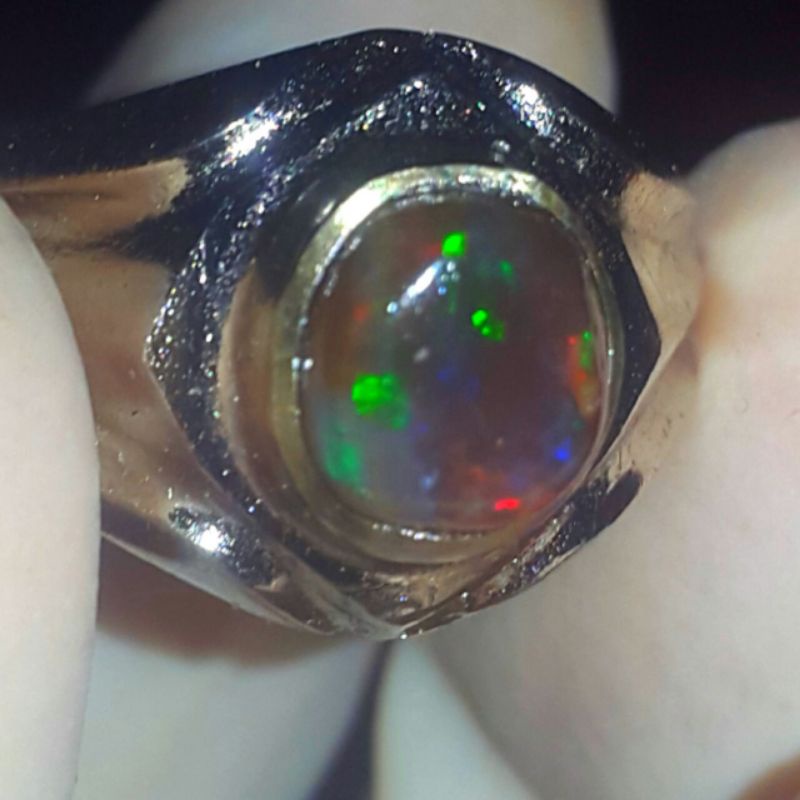 Natural Batu Permata Kalimaya Teh Asli Banten ring Alpaka Super