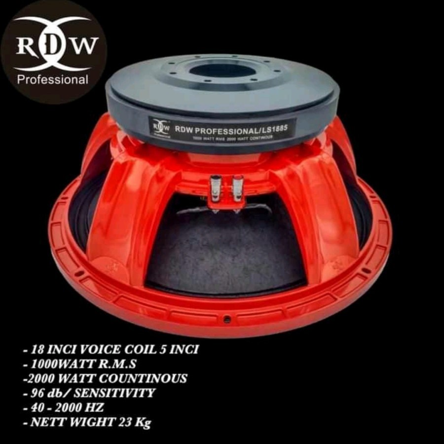 Speaker komponen woofer rdw 18 ls1885 ls 1885 18inch vc 5in produk original