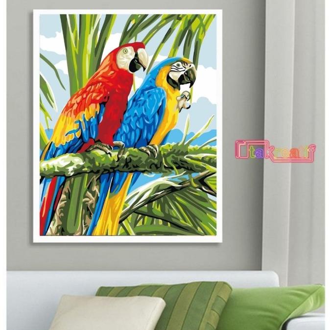 

Painting By Numbers Canvas DIY - Colorful Parrots - 50 x 40CM