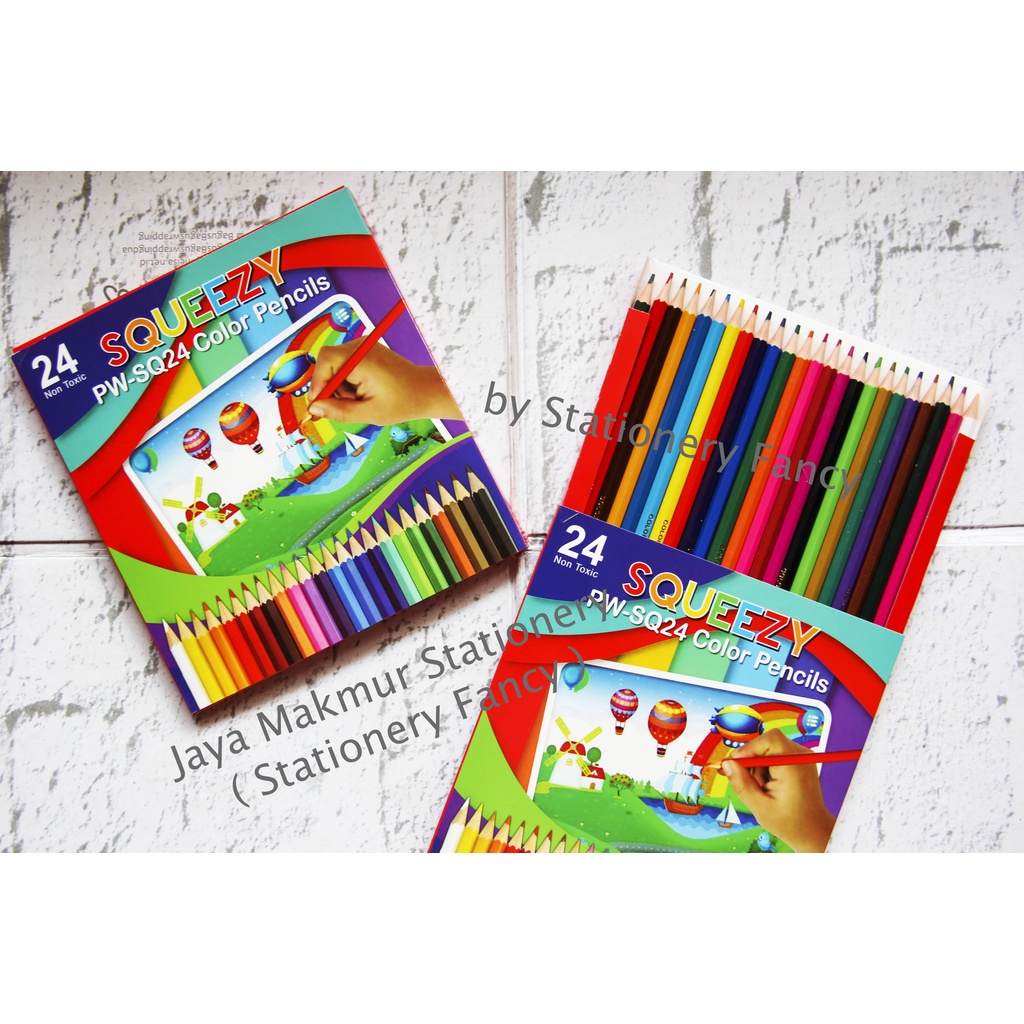 Pensil Warna Squeezy Panjang 24 warna PW-SQ24