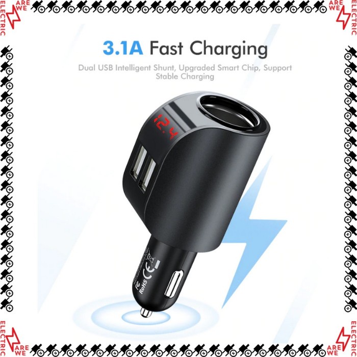 Floveme Car Charger Lighter Dual Usb 5V 3.1A Adapter Fast Charging