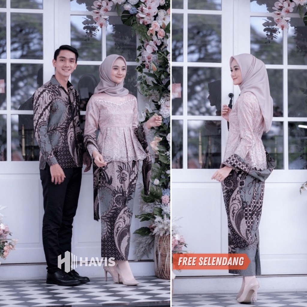 Asyifa Kebaya Couple Wisuda Modern Setelan Kebaya Brokat Batik Tunangan Lamaran Kondangan Terbaru Havis Collection