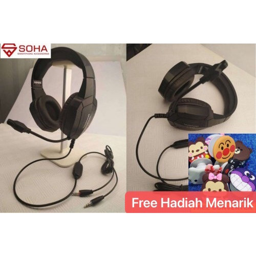 HGM-001 SOHA Headphones Bando Gaming Headset Kabel PC &amp; Free Hadiah Menarik