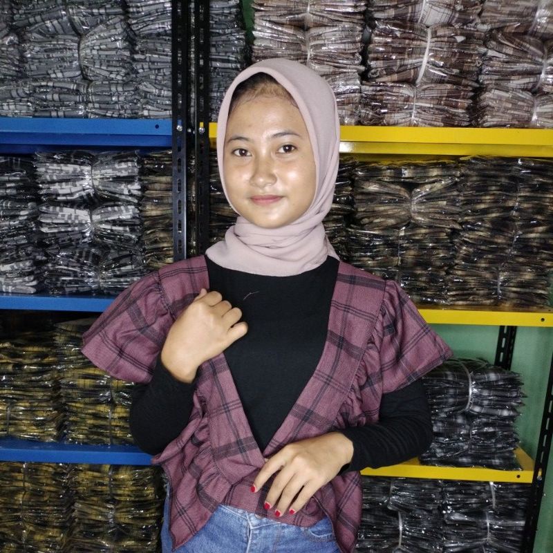 CROP TARTAN KOREAN TERLARIS ROMPI