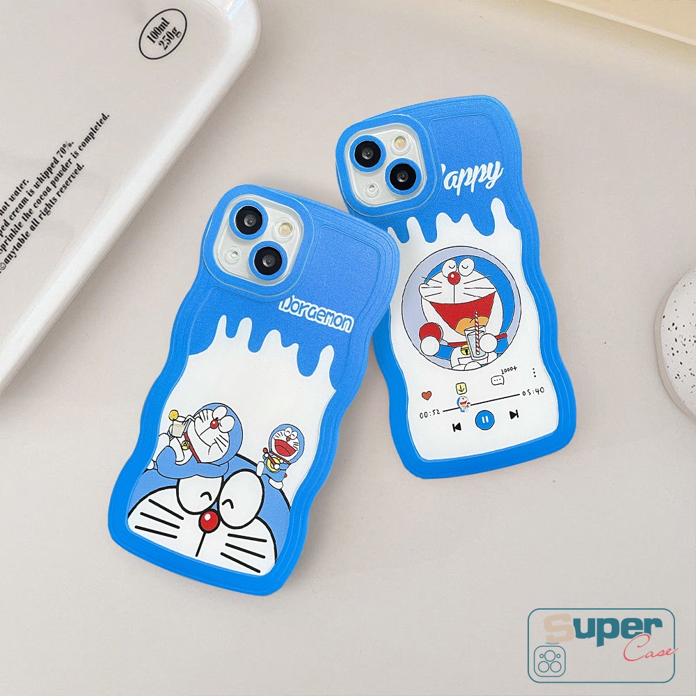 Kartun Doraemon Case Untuk Realme C55 C12 C25 C15 C35 C25s C25Y C21Y C11 2020 C20 C11 2021 C3 Realme 6i 5i C20A 5 5s C1 Lucu Musim Panas Es Krim Lembut Bergelombang Tepi Penutup Belakang