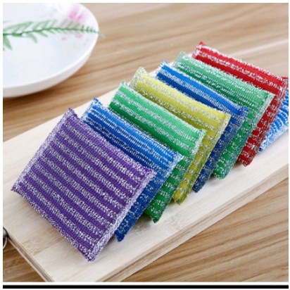 Sponge Cuci Piring Metalik Warna Warni Spon Sabut Jaring Dishwashing isi 4 pc