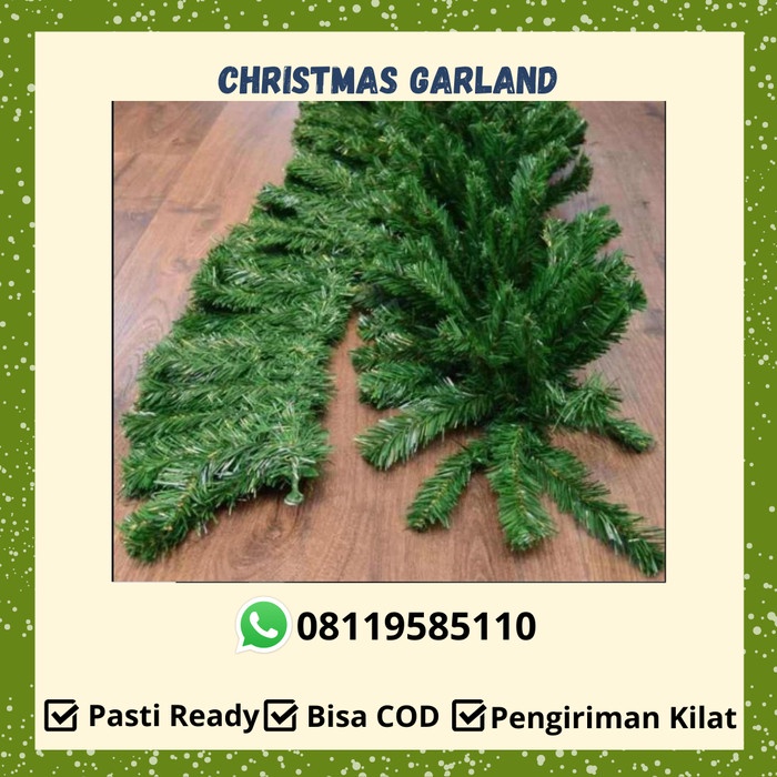 AKSESORIS POHON NATAL / GARLAND NATAL / DAUN GARLAND HIJAU