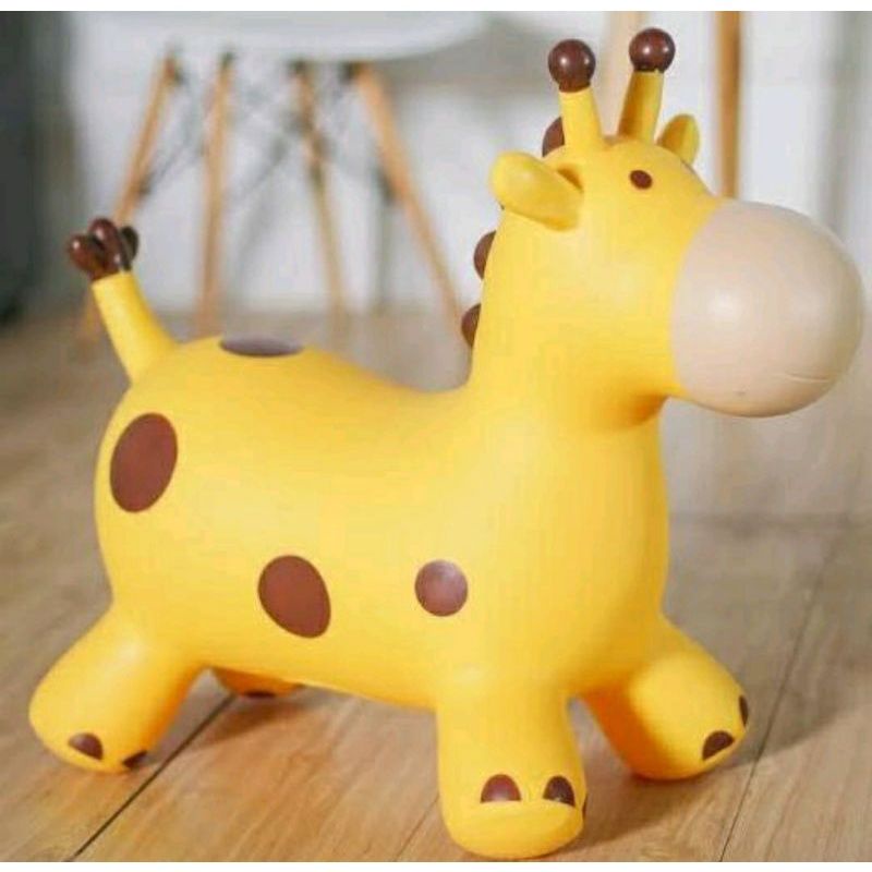 Mainan Kuda-kudaan Karet / Jumping Animal bentu Jerapah - Bahan TEBAL