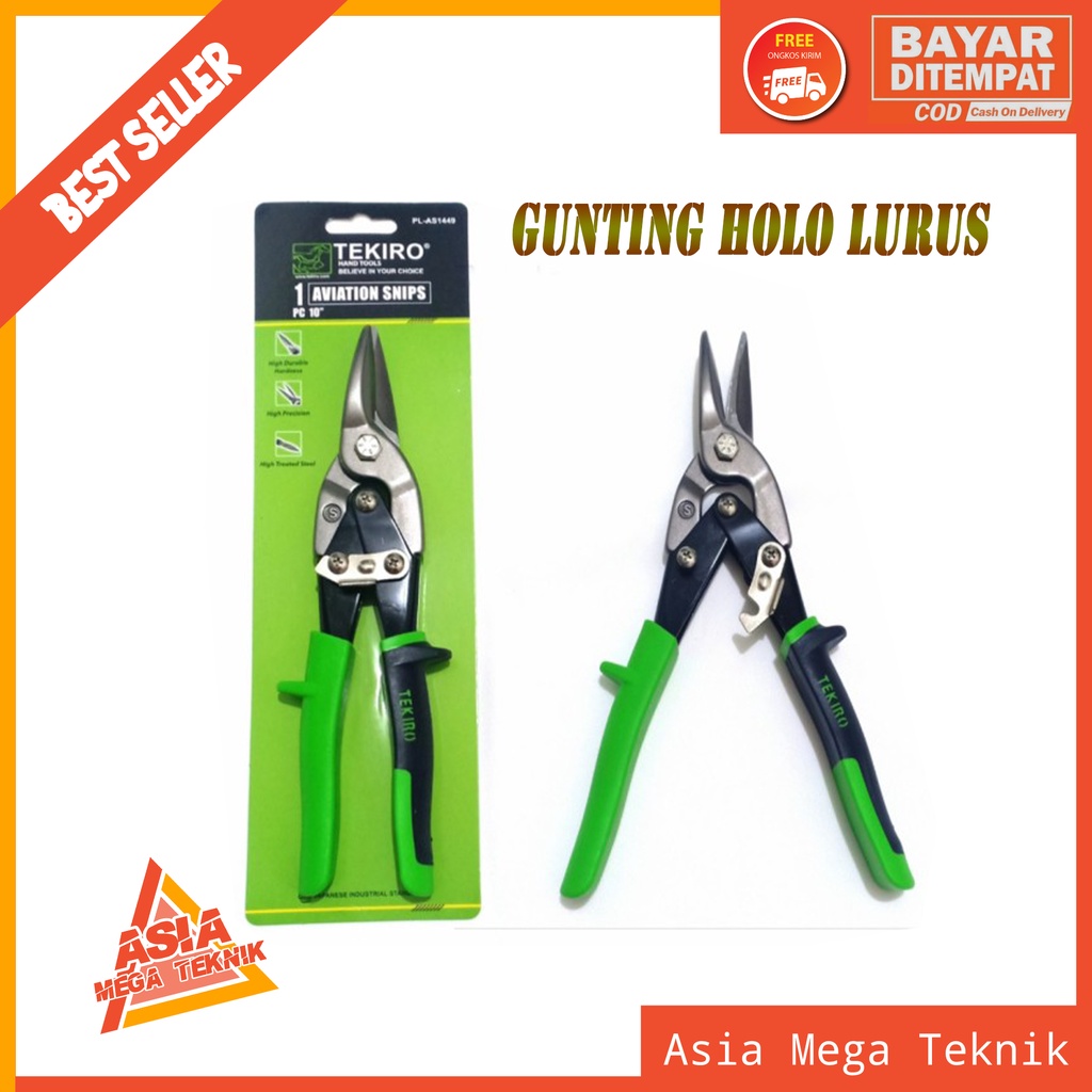 

Tekiro Gunting Holo 10 Inch Mata Lurus Gunting Baja Besi Beskualitas