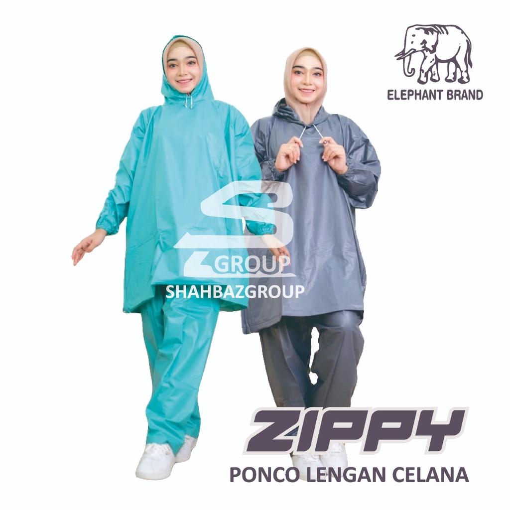 Jas Hujan ZIPPY Poncho Lengan + Celana - ElephantBrand